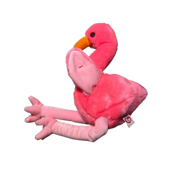 Ty Pinky Flamingo Beanie Buddy Plush1998 Polyester Fiber Pellets Pink 16 Inch - Picture 14 of 14